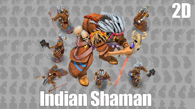 2d indian shaman Modello 3D .c4d .max .obj .3ds .fbx .stl .blend 
