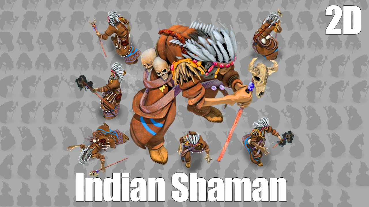 2d indian shaman 3D Model .c4d .max .obj .3ds .fbx .stl .blend 
