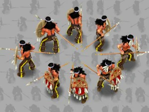 2d indian shield and spear warrior 3D Model