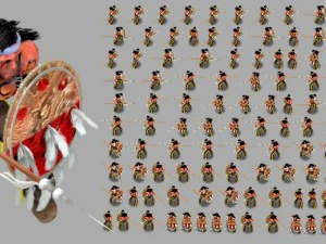 2d indian shield and spear warrior 3D Model