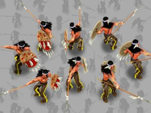 2d indian shield and spear warrior 3D Model