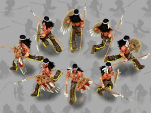2d indian shield and spear warrior 3D Model