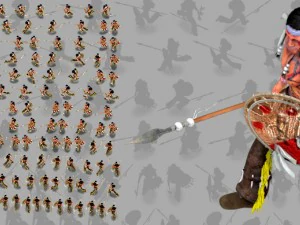 2d indian shield and spear warrior 3D Model