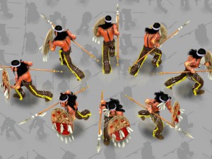2d indian shield and spear warrior 3Dモデル