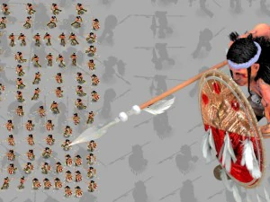 2d indian shield and spear warrior 3D Model