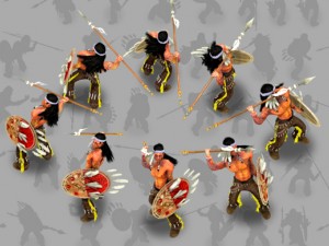 2d indian shield and spear warrior 3Dモデル