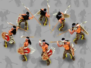 2d indian shield and spear warrior 3D Model