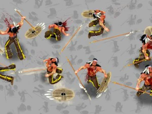 2d indian shield and spear warrior 3D Model