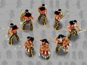 2d indian shield and spear warrior 3Dモデル