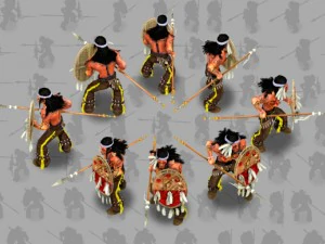 2d indian shield and spear warrior 3D Model