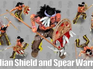 2d indian shield and spear warrior 3D Model