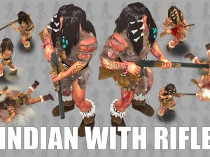 2d indian with rifle Modello 3D