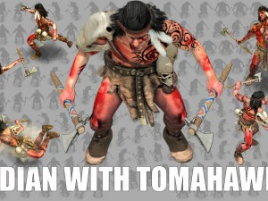 2개의 토마호크를 가진 2차원 인도 전사 3D 모델