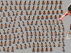 2d indian warrior with two tomahawks Model 3D