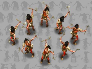 2d indian warrior with two tomahawks Model 3D