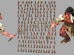 2d indian warrior with two tomahawks Model 3D
