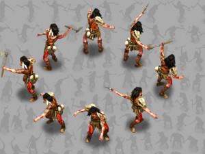 2d indian warrior with two tomahawks Model 3D