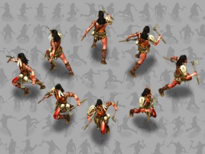 2d indian warrior with two tomahawks Model 3D