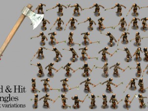 2d axe man zombie 3D 모델
