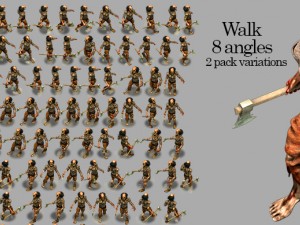 2d axe man zombie 3D 모델