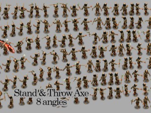2d axe man zombie 3D 모델