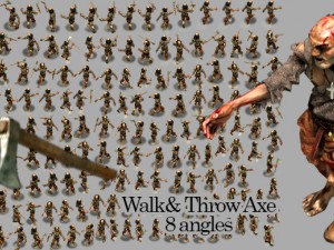 2d axe man zombie 3D 모델