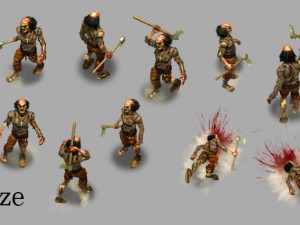 2d axe man zombie 3D 모델