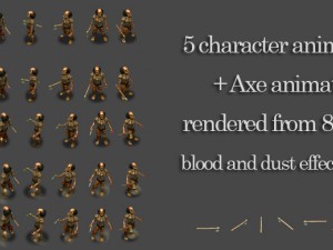 2d axe man zombie 3D 모델