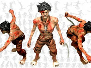 2d zombie man with sickle 3D Model