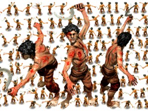 2d zombie man with sickle 3D Model