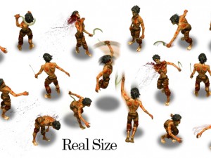 2d zombie man with sickle 3D Model