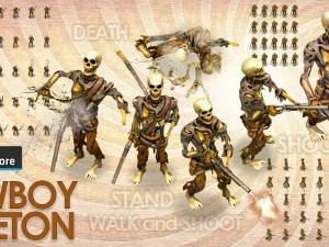 2d cowboy skeleton 3D Model