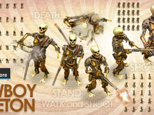 2d cowboy skeleton 3D Model