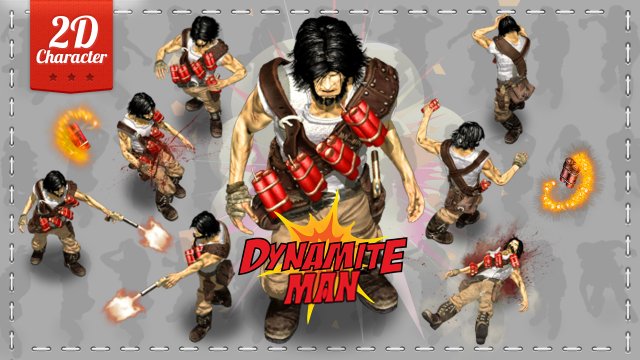 2d dynamite man 3D Model .c4d .max .obj .3ds .fbx .stl .blend 