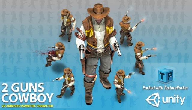 cowboy with 2 3D 모델 .c4d .max .obj .3ds .fbx .stl .blend 