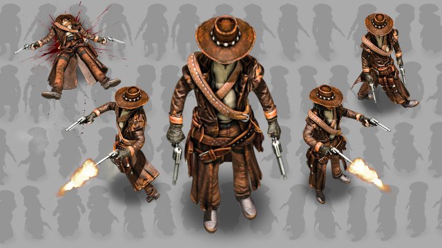 2d cowboy with two 3D Model .c4d .max .obj .3ds .fbx .stl .blend 