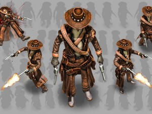 2d cowboy with two 3D Model