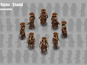2d cowboy with two 3D Model