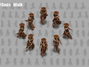 2d cowboy with two 3D Model