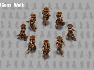 2d cowboy with two 3D Model