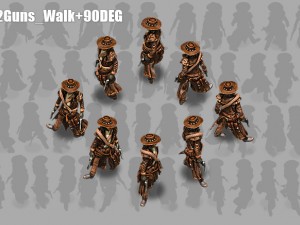 2d cowboy with two 3D Model
