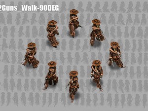 2d cowboy with two 3D Model