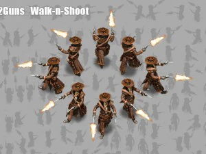 2d cowboy with two 3D Model