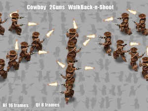 2d cowboy with two 3D Model