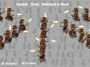 2d cowboy with two 3D Model