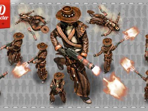 2D ковбой с дробовиком 3D Модель