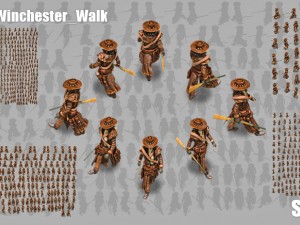2d cowboy with winchester Modelo 3D