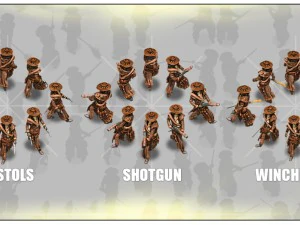 2d cowboy with 3 pack 3D Model