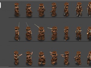 2d cowboy with 3 pack 3D Model