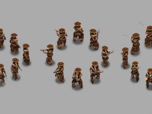 2d cowboy with 3 pack 3D Model